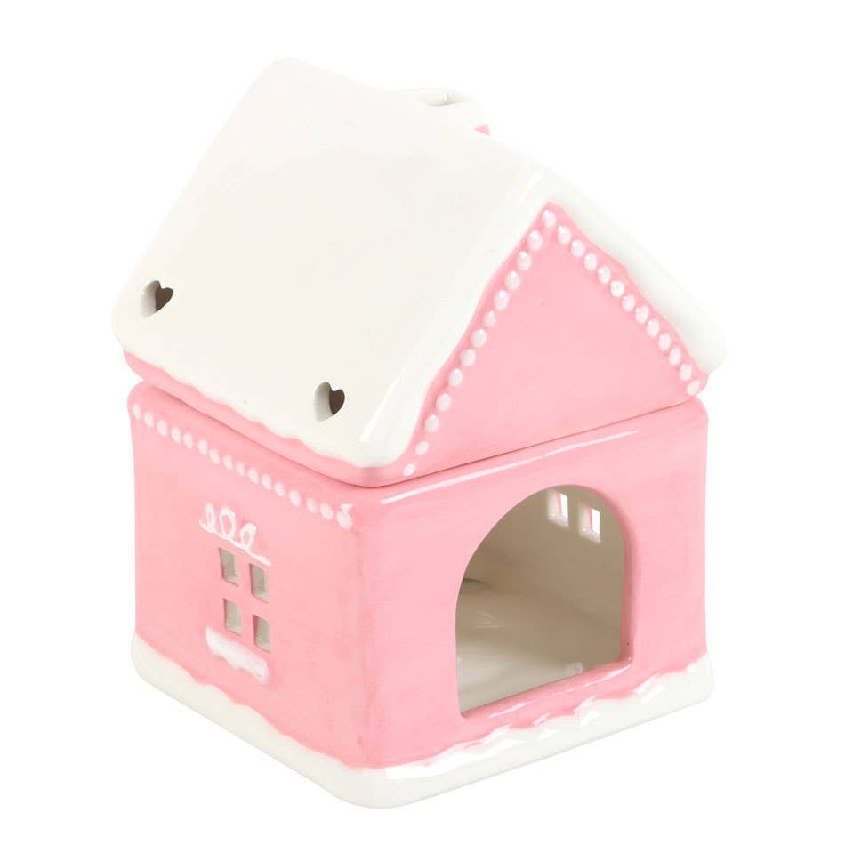 Brûleur à huile de Noël Pink Gingerbread House